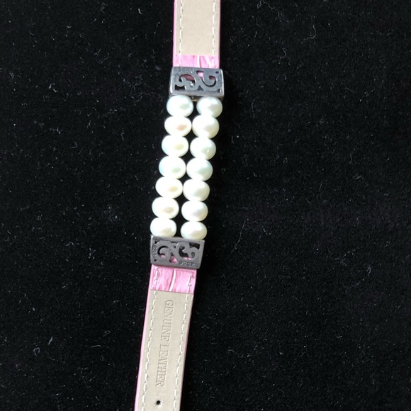 Leather & Freshwater Pearl Choker & Bracelet - Picture 7 of 8